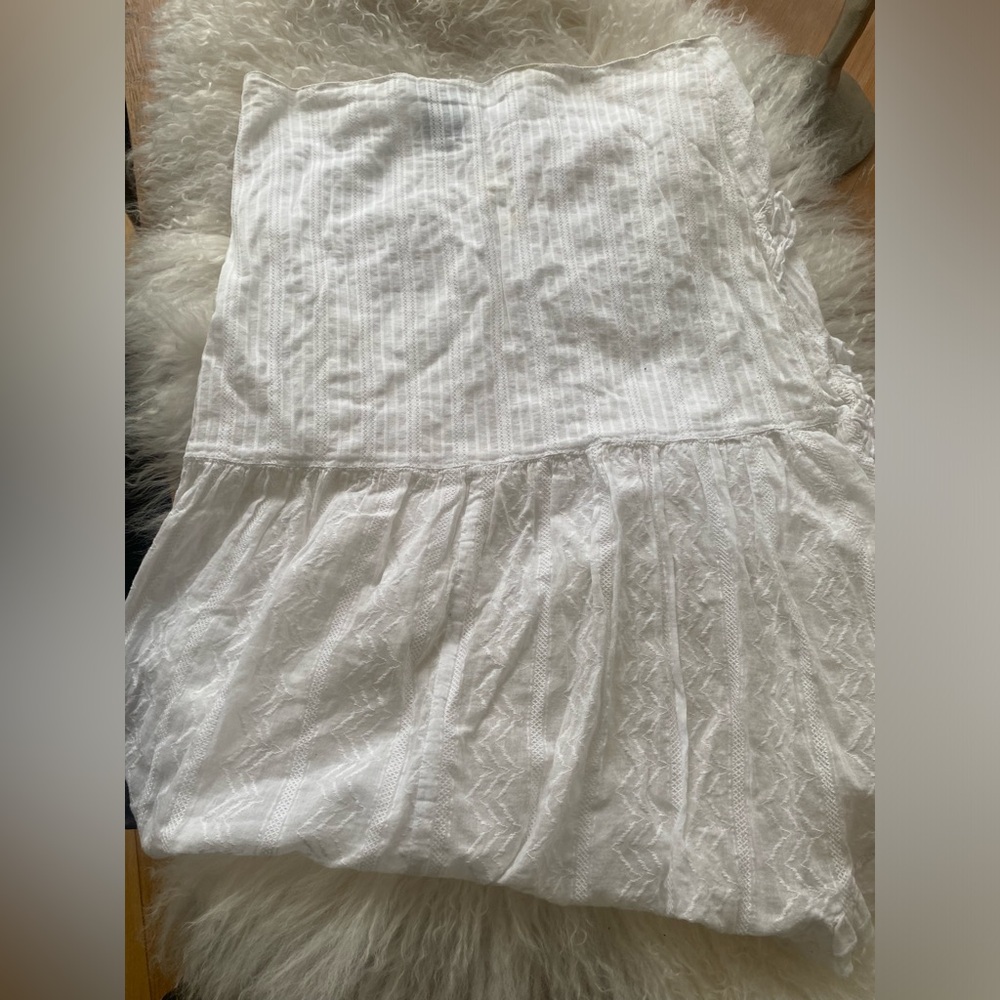 GC 7/10 Zinc White Cotton Linen mid knee Skirt